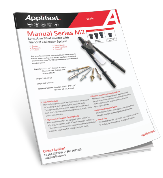 APPLIFAST - MANUAL SERIES M2 LONG ARM BLIND RIVETER WITH MANDREL COLLECTION SYSTEM
